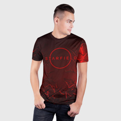 Мужская футболка 3D Slim Starfield    red logo - фото 2