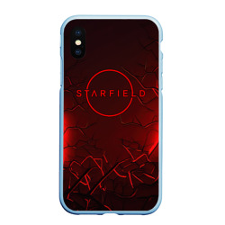 Чехол для iPhone XS Max матовый Starfield    red logo