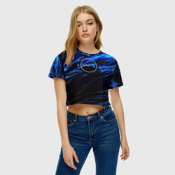Женская футболка Crop-top 3D Starfield logo blue background - фото 2