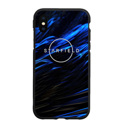 Чехол для iPhone XS Max матовый Starfield logo blue background