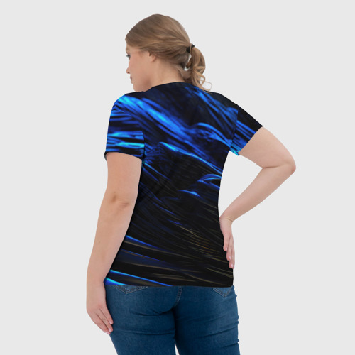 Женская футболка 3D с принтом Starfield logo blue background, вид сзади #2