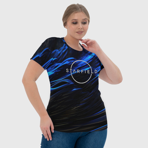 Женская футболка 3D с принтом Starfield logo blue background, фото #4