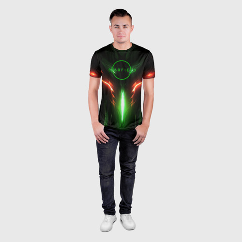 Мужская футболка 3D Slim с принтом Starfield  abstract, вид сбоку #3