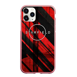 Чехол для iPhone 11 Pro матовый Starfield  logo red black background 