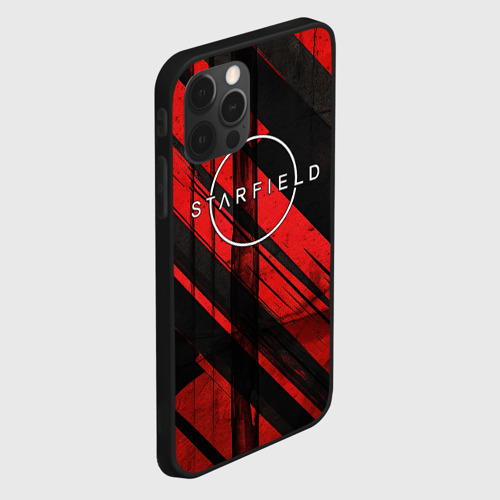 Чехол для iPhone 12 Pro с принтом Starfield  logo red black background, вид сбоку #3