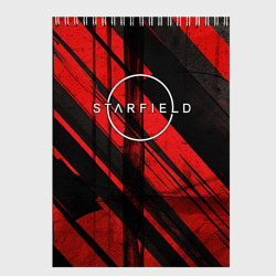 Скетчбук Starfield  logo red black background 