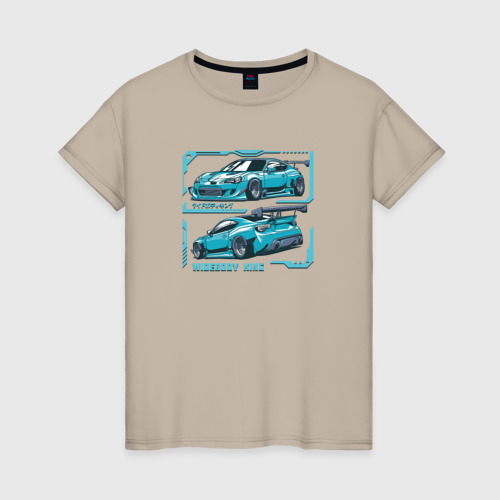 Женская футболка хлопок Toyota GT86 Rocket bunny, цвет миндальный