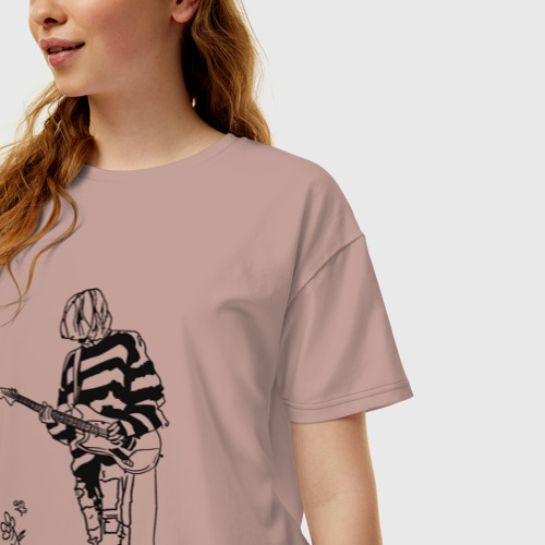 Женская футболка хлопок Oversize Kurt Cobain - Nirvana, цвет пыльно-розовый - фото 3