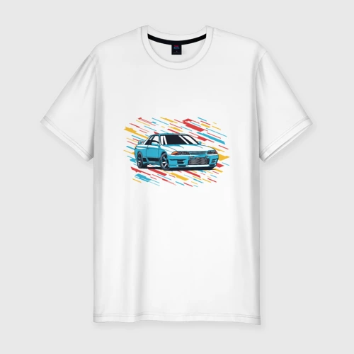 Мужская футболка хлопок Slim Nissan Skyline R32 GTR
