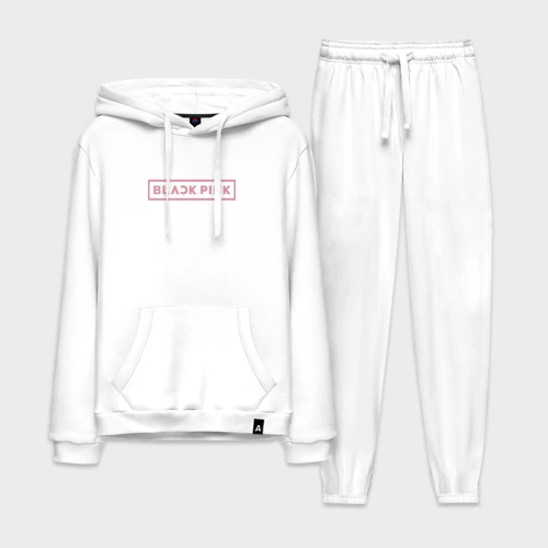 Мужской костюм хлопок с толстовкой Black pink - logotype - South Korea