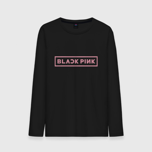 Мужской лонгслив хлопок Black pink - logotype - South Korea, цвет черный