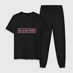 Мужская пижама хлопок Black pink - logotype - South Korea