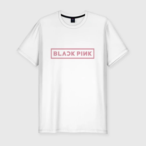 Мужская футболка хлопок Slim Black pink - logotype - South Korea