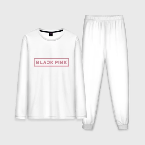 Мужская пижама с лонгсливом хлопок Black pink - logotype - South Korea