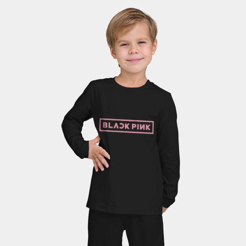 Детская пижама с лонгсливом хлопок Black pink - logotype - South Korea, цвет черный - фото 3