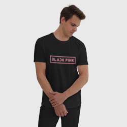 Мужская пижама хлопок Black pink - logotype - South Korea - фото 2