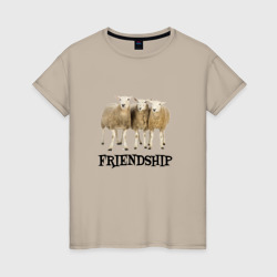 Дружба трёх овечек – Женская футболка хлопок с принтом купить со скидкой в -20%