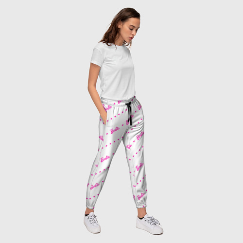 Женские брюки 3D Барби паттерн - логотип и сердечки, цвет 3D печать - фото 5