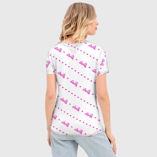 Женская футболка 3D Slim Барби паттерн - логотип и сердечки, цвет 3D печать - фото 4
