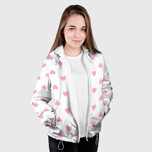 Женская куртка 3D Просто сердечки, цвет белый - фото 4