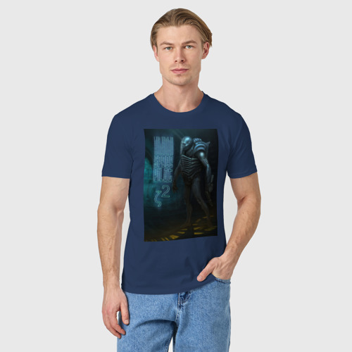 Мужская футболка хлопок Космический пилот из Дзета Сетки, цвет темно-синий - фото 3