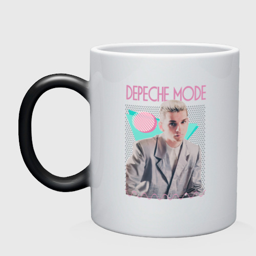 Кружка хамелеон Depeche Mode 80s Dave, цвет белый + черный