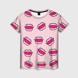 Женская футболка 3D Силуэт губы