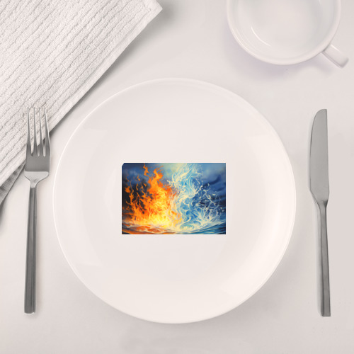 Набор: тарелка + кружка Вода и пламя абстракция - фото 4
