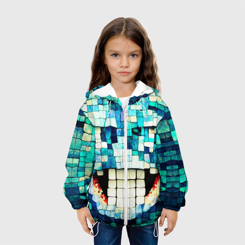 Детская куртка 3D Смайлик из бирюзовой мазайке, цвет белый - фото 4