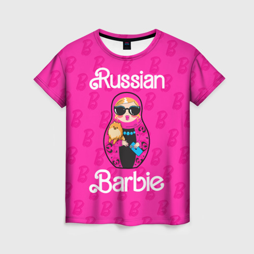 Женская футболка с принтом Barbie russian, вид спереди №1