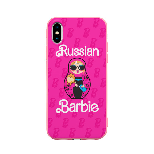 Чехол для iPhone X матовый с принтом Barbie russian, вид спереди #2