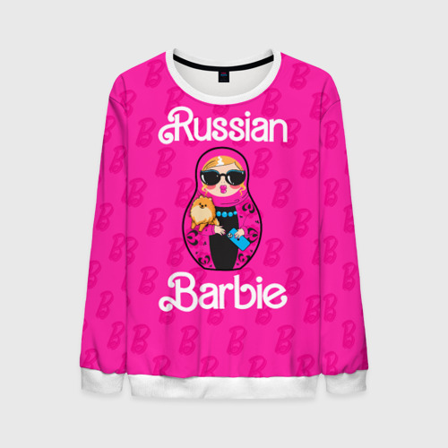 Мужской свитшот 3D Barbie russian, цвет белый