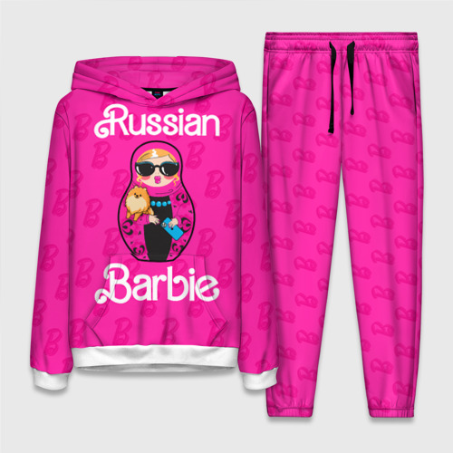 Женский костюм с толстовкой 3D Barbie russian, цвет белый