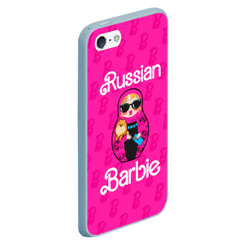 Чехол для iPhone 5/5S матовый Barbie russian, цвет голубой - фото 3