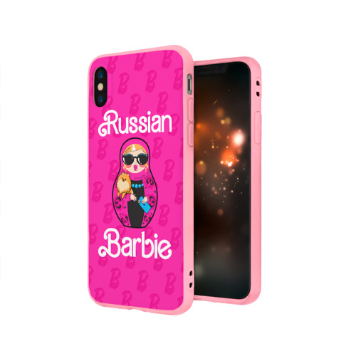 Чехол для iPhone X матовый с принтом Barbie russian, вид сбоку #3