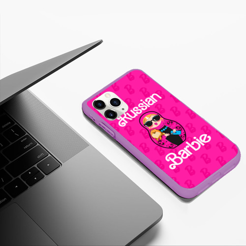 Чехол для iPhone 11 Pro Max матовый Barbie russian, цвет фиолетовый - фото 5