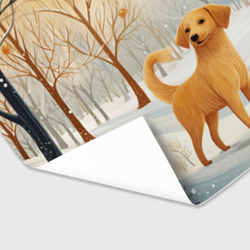 Бумага для упаковки 3D Лабрадор  в лесу в стиле Фолк Арт - фото 2