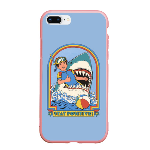 Чехол для iPhone 7Plus/8 Plus матовый Хищная акула водолаз -  будь позитивным, цвет баблгам