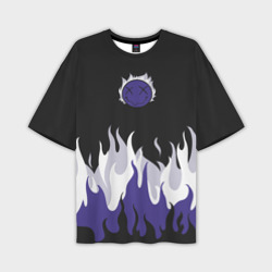 Мужская футболка oversize 3D Black fire emoji