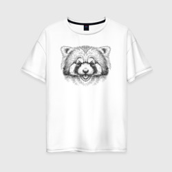 Женская футболка хлопок Oversize Морда рыжей панды