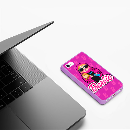 Чехол для iPhone 5/5S матовый Девушка Барби, цвет сиреневый - фото 5