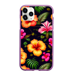 Чехол для iPhone 11 Pro Max матовый Гавайские цветы узор