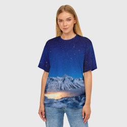 Женская футболка oversize 3D Зима и космос - фото 2