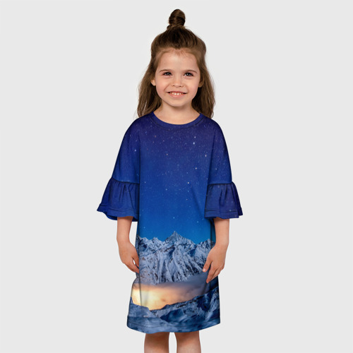 Детское платье 3D Зима и космос, цвет 3D печать - фото 4