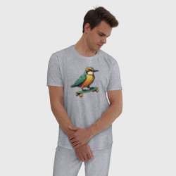 Мужская пижама хлопок Птица катается на скейте - фото 2