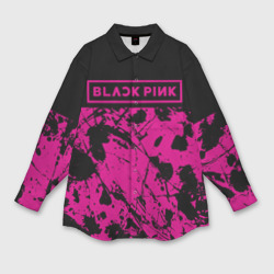 Мужская рубашка oversize 3D Black pink - emblem - pattern - music