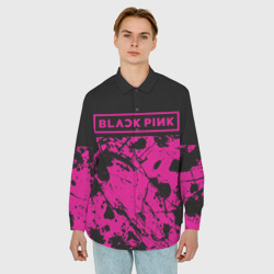 Мужская рубашка oversize 3D Black pink - emblem - pattern - music - фото 2