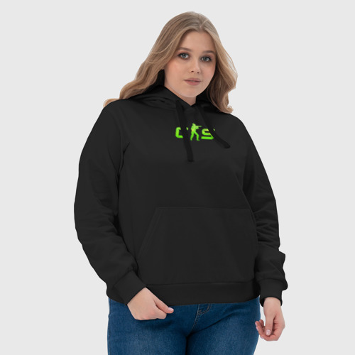 Женская толстовка хлопок CS2 green logo, цвет черный - фото 6