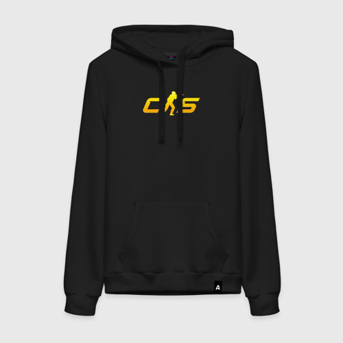 Женская толстовка хлопок CS2 yellow logo, цвет черный