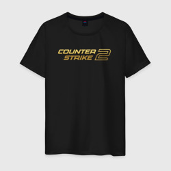 Мужская футболка хлопок Counter strike 2 gold logo